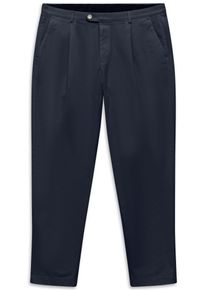 Bundfaltenhose Bugatti "Tapered Fit", Herren, Gr. 35, L&auml;nge 32, 380, marine, 98% Baumwolle, 2% Elasthan, unifarben, gerade, unten schmal, Hosen Bundfaltenhose, aus Baumwoll-Stretch