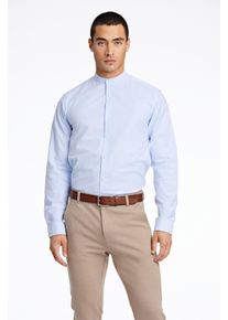 Langarmhemd LINDBERGH, Herren, Gr. L, N-Gr, blau (lt blau mix), Stoff, Obermaterial: 97% Baumwolle, 3% Elasthan, slim fit normal, Rundhals, mit Kn&ouml;pfen 2-Knopf-Manschette mit Kn&ouml;pfen, Hemden Langarmhemd, mit Stehkagen