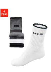 H.I.S. Sportsocken H.I.S, Herren, Gr. 43-46, grau (2x wei&szlig;, 2x schwarz, 2x grau meliert), Baumwollmischung, Rippstruktur, uni und meliert, elastisch, Socken Sportsocken, mit Frottee & verst&auml;rkten Belastungszonen