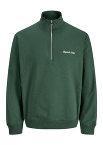 Jack & Jones Sweatshirt JACK & JONES "JORNORREBRO EMB SWEAT HIGH NECK SN", Herren, Gr. XL, gr&uuml;n (sycamore), angeraute Sweatware, Obermaterial: 89% Baumwolle, 11% Polyester, unifarben, relaxed fit normal, hoch geschlossener Ausschnitt, Rippb&uuml;ndchen, Sweatshirts Sweatshirt