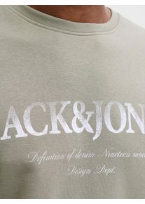 Jack & Jones PlusSize Sweatshirt "JJDEVIN DAYTONA PRINT SWEAT CREW N PLS", Herren, Gr. 3XL, vetiver, Sweatware, Obermaterial: 60% Baumwolle, 40% Polyester, JACK & JONES PLUSSIZE, bedruckt, unifarben, regular fit normal, Rundhals, Rippb&uuml;ndchen, Sweatshirts Sweatshirt