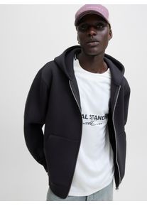 Jack & Jones Kapuzensweatshirt JACK & JONES "JCOCOVER SCUBA SWEAT ZIP HOOD NOOS", Herren, Gr. L, schwarz, angeraute Sweatware, Obermaterial: 65% Polyester, 30% Viskose, 5% Elasthan, unifarben, relaxed fit, Rippb&uuml;ndchen, Sweatshirts Kapuzensweatshirt