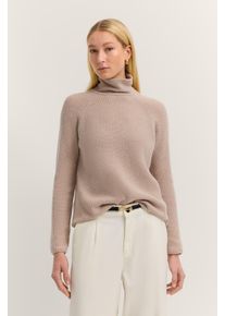 Rollkragenpullover Bugatti, Damen, Gr. XS, beige (40, beige), 40% Wolle, 30% Viskose, 20% Polyamid, 10% Kaschmir, unifarben, normal, ohne Ausschnitt, Rippb&uuml;ndchen, Pullover Rollkragenpullover, aus Woll-Kaschmir-Mix