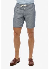 Shorts Superdry "MERCHANT LINEN SHORT", Herren, Gr. M, N-Gr, blau (navy stripe), Web, Obermaterial: 52% Leinen, 48% Baumwolle, gestreift, straight fit knielang, Hosen Shorts