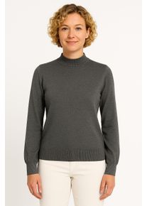 Strickpullover Only "ONLBIRTHE O-NECK PULLOVER ZL KNT", Damen, Gr. M, medium grau melange, Strick, Obermaterial: 50% Viskose, 27% Nylon, 23% Polyester, unifarben, normal, hoch geschlossener Ausschnitt, Pullover Strickpullover