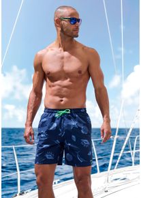 Badeshorts s.Oliver, Herren, Gr. S (46/48), N-Gr, blau (marine bedruckt), Recycling-Polyester, bedruckt, Badehosen Badeshorts