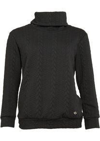 Rollkragenpullover Seidel Moden, Damen, Gr. 46, schwarz, Strick, Obermaterial: 81% Polyester, 16% Viskose, 3% Elasthan, Strukturmuster, regular fit taillenbedeckt, ohne Ausschnitt, B&uuml;ndchen, Pullover Rollkragenpullover, mit Logo Patch, MADE IN GERMANY