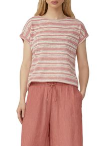 T-Shirt QS, Damen, Gr. XS, apricot stripe, Jersey, Obermaterial: 54% Viskose, 46% Polyester, gestreift, l&auml;ssig geschnitten h&uuml;ftbedeckend, Rundhals, Shirts T-Shirt, Ringelshirt aus Viskosemix, Topseller