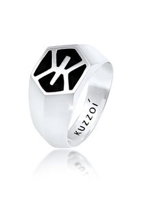 Siegelring Kuzzoi "Ring Herren Siegelring Emaille Stilvoll 925 Silber" Gr. 62, silber, Fingerringe, Herren, 62, ohne Stein, Silber 925 (Sterlingsilber), 13mm, Siegelring