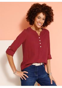 Schlupfbluse Classic Basics, Damen, Gr. 52, rot (kirsche), 100% Viskose, unifarben, Rundhals, Blusen Schlupfbluse