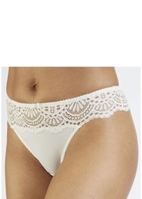 String Lascana "Aurora", Damen, Gr. 44/46, beige (creme), Microtouch, Obermaterial: 86% Polyamid, 14% Elasthan. Spitze: 88% Polyamid, 12% Elasthan, Unterhosen String, mit romantischem Spitzenb&uuml;ndchen