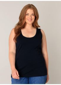 Tanktop Base Level Curvy, Damen, Gr. 54/56, blau (dunkelblau), Jersey, Obermaterial: 94% Baumwolle, 6% Elasthan, unifarben, normal h&uuml;ftbedeckend, Rundhals, Tops Tanktop, in gro&szlig;en Gr&ouml;&szlig;en