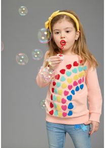 Sweatshirt Kidsworld "Sweatshirt Herz-Applikation", M&auml;dchen, Gr. 140/146, aprikot, Sweatware, Obermaterial: 100% Baumwolle, bestickt, Basic, Rundhals, Rippb&uuml;ndchen, Sweatshirts Sweatshirt, mit Stickereien und Badges, Rundhalsausschnitt, Basic Passform