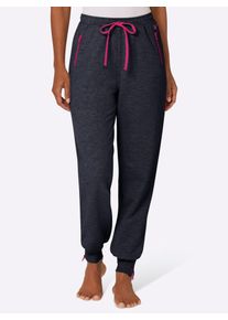 Relaxhose feel good, Damen, Gr. 44/46, Normalgr&ouml;&szlig;en, blau (marine, pink), 60% Baumwolle, 40% Polyester, unifarben, Hosen Relaxhose