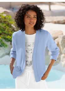Cardigan Heine, Damen, Gr. 50, eisblau, 50% Baumwolle, 50% Polyacryl, unifarben, Strickjacken Cardigan