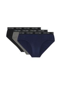 Slip HOM "Boxerlines 2", Herren, Gr. M, schwarz (grau, marine, schwarz), Jersey, Obermaterial: 95% Baumwolle, 5% Elasthan, kontrastfarbene Details, unifarben, figurbetont, Unterhosen Slip, bequem, weich, eng, elastisch, basic, Logobund, Baumwollmix