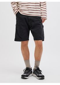 Jack & Jones Shorts JACK & JONES "JPSTTONY CARPENTER SHORTS MID SN", Herren, Gr. XS, N-Gr, tap shoe, Web, Obermaterial: 100% Baumwolle, unifarben, loose fit knielang, Hosen Shorts