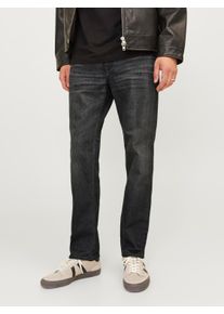 Jack & Jones Regular-fit-Jeans JACK & JONES "JJICLARK mit Used-Look und Stretch f&uuml;r den Alltag", Herren, Gr. 31, L&auml;nge 32, schwarz (schwarz denim), Denim/Jeans, Obermaterial: 80% Baumwolle, 15% Lyocell, 3% Elastomultiester, 2% Elasthan, Abriebeffekte, regular fit lang, Jeans Regular-fit-Jeans, mit Abriebeffekten