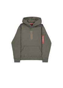 Hoodie Alpha Industries "Alpha Puff Print Hoodie", Herren, Gr. L, gr&uuml;n (schwarz olive), Obermaterial: 80% Baumwolle, 20% Polyester, regular fit, Sweatshirts Hoodie