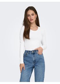 Langarmshirt Only "ONLLIVE LOVE L/S ONECK", Damen, Gr. M, wei&szlig;, Jersey, Obermaterial: 95% Baumwolle, 5% Elasthan, unifarben, normal, Rundhals, Shirts Langarmshirt
