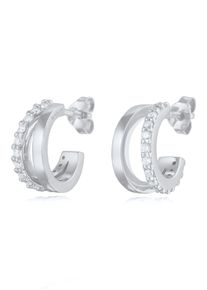 Paar Ohrstecker Elli "Ohrringe Creolen Zirkonia 925 Sterling Silber" Gr. 14, silber, Ohrringe, Damen, mit Stein, Silber 925 (Sterlingsilber), Paar Ohrstecker