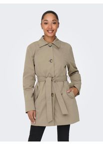Jacqueline de Yong Trenchcoat JDY "JDYISADORA TRENCHCOAT OTW HAB NOOS", Damen, Gr. M, braun (weatherot teak), Web, Obermaterial: 100% Polyester, unifarben, ca. Mitte Oberschenkel, Rundhals, M&auml;ntel Trenchcoat, mit Bindeg&uuml;rtel in der Taille