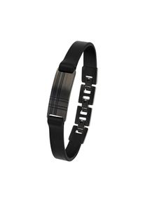Lederarmband s.Oliver "2039737", schwarz (schwarz, grau), Armb&auml;nder, Herren, 21,5cm, Edelstahl Leder, Edelstahl, Leder, Lederarmband