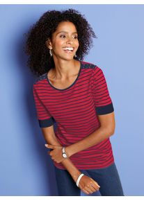 Rundhalsshirt Classic Basics "Shirt", Damen, Gr. 38, rot (rot, geringelt), 100% Baumwolle, gemustert, gestreift, mehrfarbig, Rundhals, Shirts Rundhalsshirt