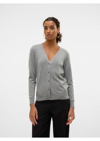 V&eacute;ro Moda Strickjacke VERO MODA "VMSILJE LS V-NECK CARDIGAN GA NOOS", Damen, Gr. M, grau (medium grau melange), Feinstrick, Obermaterial: 77% Viskose, 23% Polyester, meliert, unifarben, Basic, loose fit h&uuml;ftbedeckend, V-Ausschnitt, Strickb&uuml;ndchen, Strickjacken Strickjacke, Topseller