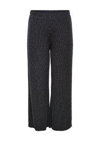 Schlupfhose Only CARMAKOMA "CARCAROL WIDE GLITTER PANT JRS BF", Damen, Gr. M (46/48), N-Gr, schwarz detail:harlekin silber, Jersey, Obermaterial: 70% Polyamid, 25% metallisierte Fasern, 5% Elasthan, Glitzermuster, Hosen Schlupfhose, mit Glitzer Effekt
