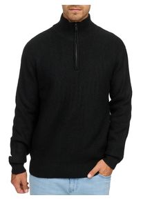 Troyer INDICODE "INBertram &frac12; zip", Herren, Gr. M, schwarz, Strick, Obermaterial: 58% Polyacryl, 32% Polyester, 7% Wolle, 3% Elasthan, unifarben, regular fit h&uuml;ftbedeckend, hoch geschlossener Ausschnitt, Pullover Troyer