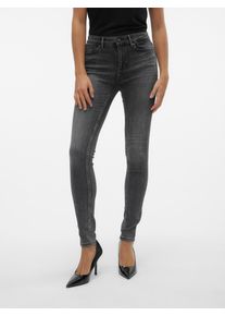 V&eacute;ro Moda Skinny-fit-Jeans VERO MODA "VMFLASH MR SKINNY JEANS LI213 NOOS", Damen, Gr. L (40), L&auml;nge 32, blau (medium grau denim), Denim/Jeans, Obermaterial: 65% Baumwolle, 18% Polyester, 8% Viskose, 7% Elastomultiester, 2% Elasthan, unifarben, skinny fit lang, Jeans Skinny-fit-Jeans, Baumwollmischung mit Stretch, regular waist, skinny fit