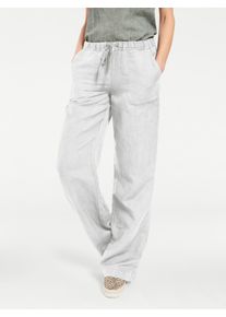 Schlupfhose Heine, Damen, Gr. 46, Normalgr&ouml;&szlig;en, wei&szlig;, 55% Baumwolle, 45% Leinen, unifarben, lang, Hosen Schlupfhose