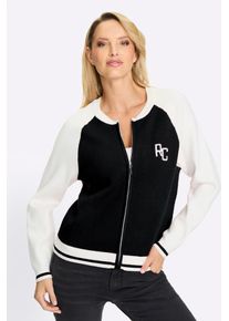 Cardigan Heine, Damen, Gr. 46, schwarz, ecru, 50% Viskose, 28% Polyester, 22% Polyamid, gemustert, mehrfarbig, Strickjacken Cardigan