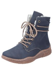 Winterboots Rieker, Damen, Gr. 40, blau (dunkelblau), Lederimitat, Schuhe Winterboots, mit modischer Profillaufsohle