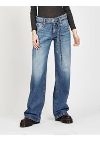 Loose-fit-Jeans Gang "94CLAIRE", Damen, Gr. 31, N-Gr, worn jeans, Denim/Jeans, Obermaterial: 100% Baumwolle, lang, Jeans Loose-fit-Jeans, mit Bindeg&uuml;rtel und Naht am Oberschenkel, Baggy Fit