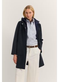 Wollmantel Bugatti "Modern Fit", Damen, Gr. 42, 390, marine, 50% Viskose, 50% Wolle, unifarben, normal, normaler Saum, M&auml;ntel Wollmantel, mit Kapuze & herausnehmbarer Weste