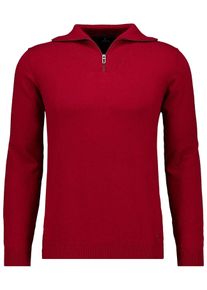 Rundhalspullover Ragman, Herren, Gr. 48, rot, Strick, 95% Baumwolle 5% Kaschmir, hoch geschlossener Ausschnitt, Pullover Rundhalspullover