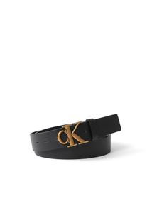 Lederg&uuml;rtel Calvin Klein Jeans "MONOGRAM BUCKLE FIXED BELT 35MM", Herren, Gr. 100, schwarz (schwarz, antique brass), Rindsleder, unifarben, G&uuml;rtel Lederg&uuml;rtel