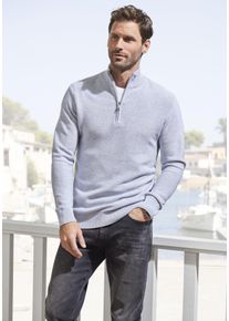 Troyer AUTHENTIC LE JOGGER, Herren, Gr. XXL (60/62), grau (grau, meliert), Strick, Obermaterial: 50% Baumwolle, 50% Polyacryl, unifarben, regular fit normal, V-Ausschnitt, B&uuml;ndchen, Pullover Troyer, Pullover mit Stehkragen und Rei&szlig;verschluss