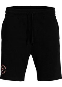 Jack & Jones PlusSize Sweatshorts "JPSTGORDON JJSIMON SWEAT SHORTS NA PLS", Herren, Gr. 48 (7XL), N-Gr, schwarz, angeraute Sweatware, Obermaterial: 60% Baumwolle, 40% Polyester, JACK & JONES PLUSSIZE, bedruckt, normal, Hosen Sweatshorts