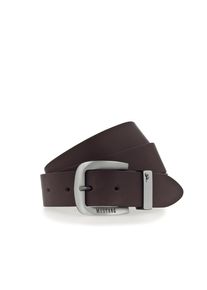 Lederg&uuml;rtel Mustang, Herren, Gr. 125, braun (dunkelbraun), Rindsleder, unifarben, G&uuml;rtel Lederg&uuml;rtel, &Uuml;berl&auml;nge, Dornschlie&szlig;e in geschw&auml;rztem Silber, 3,5 cm