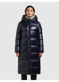 Steppmantel Khujo "NASHI", Damen, Gr. S (36), midnight blau, Steppware, Obermaterial: 100% Nylon. Futter: 100% Nylon. Wattierung: 100% Polyester, leicht gl&auml;nzend, unifarben, knielang, elastischer Bund, M&auml;ntel Steppmantel