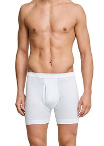 Boxershorts Schiesser "Essentials", Herren, Gr. 7, wei&szlig; (100, wei&szlig;), Doppelripp, Obermaterial: 100% Baumwolle, k&ouml;rpernah, Unterhosen Boxershorts, Softbund, Doppelripp-Qualit&auml;t, Baumwolle, mit Eingriff