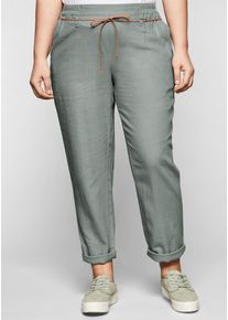 Schlupfhose sheego, Damen, Gr. 46, Normalgr&ouml;&szlig;en, braun (eukalyptus), 55% Leinen, 45% Viskose, unifarben, Hosen Schlupfhose