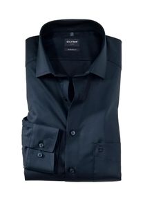 Businesshemd OLYMP "Luxor modern fit", Herren, Gr. 44, N-Gr, blau (nachtblau), Web, Obermaterial: 100% Baumwolle, Hemden Businesshemd