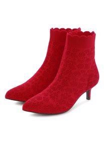 Ankleboots Lascana "Sock Boot", Damen, Gr. 36, rot, Obermaterial: 100% Textilmaterial. Decksohle: 100% Textilmaterial. Futter: 100% Textilmaterial. Laufsohle: 100% Synthetik, unifarben, Schuhe Ankleboots, High Heel Stiefelette, Stiefel, kleiner Absatz & elastischer Spitze