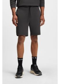 Sweatshorts BOSS Green "Shorts Zone", Herren, Gr. XL, N-Gr, grau (dunkelgrau027), Sweatware, Obermaterial: 62% Baumwolle, 33% Polyester, 5% Elasthan, unifarben, regular fit kniefrei, Hosen Sweatshorts, mit Streifendetails Sweatpants Freizeithose