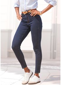 Jeansjeggings Lascana, Damen, Gr. 36, N-Gr, blau (dunkelblau denim), Denim/Jeans, Obermaterial: 98% Baumwolle, 2% Elasthan, unifarben, figurbetont lang, Jeans Jeansjeggings, mit Stretch-Anteil in R&ouml;hrenform