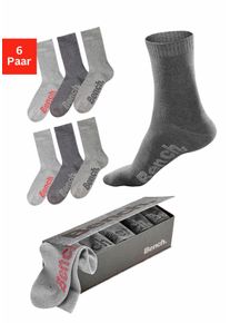 Socken Bench., Damen, Gr. 43-46, grau (grau, meliert), Baumwolle, Elasthan, Polyamid, unifarben, elastisch, Socken Socken, mit verschiedenfarbigen Logos, Topseller